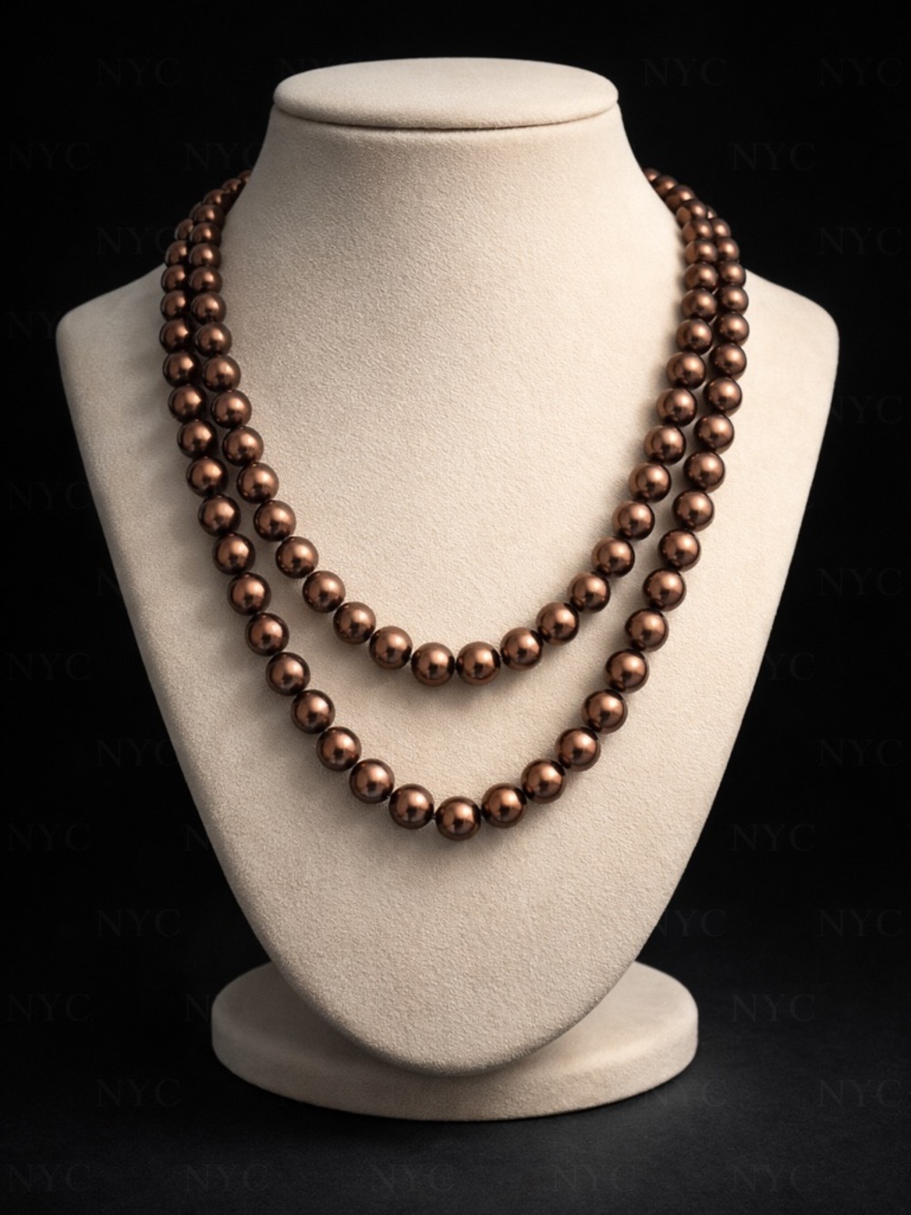 Classic Copper Pearl Bead Necklace - Double Strand